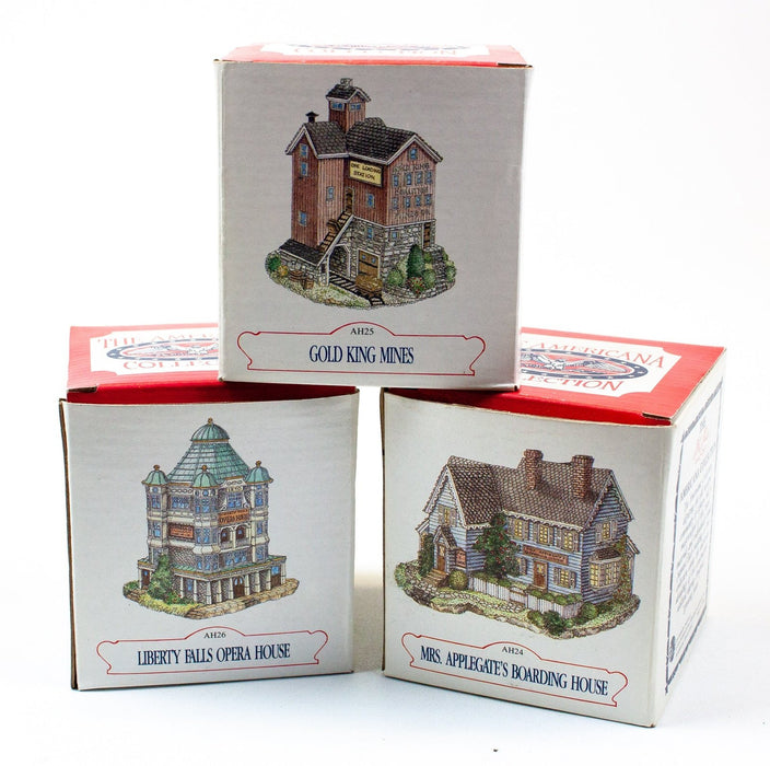 3pcs Liberty Falls Miniature Houses Applegate's Boarding Gold King Mines Opera 1