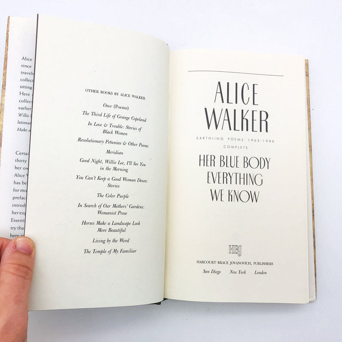 Her Blue Body Everything We Know HC Alice Walker 1991 Self Aware Poetry 1st Edit 7