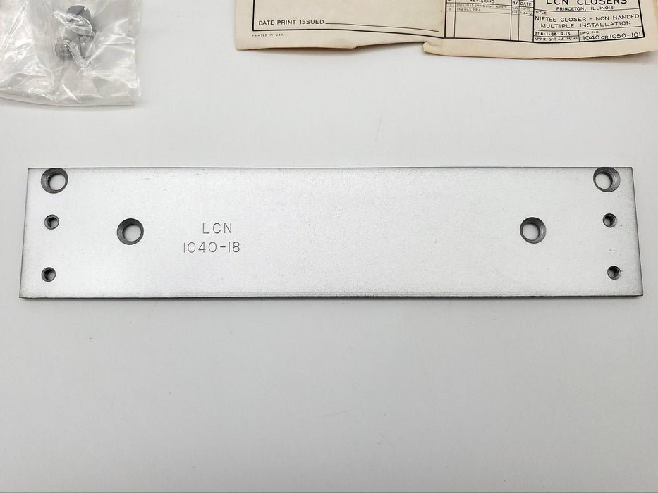 LCN 1040-18 Closer Bracket Drop Plate Aluminum Finish For 1040 Closer NOS