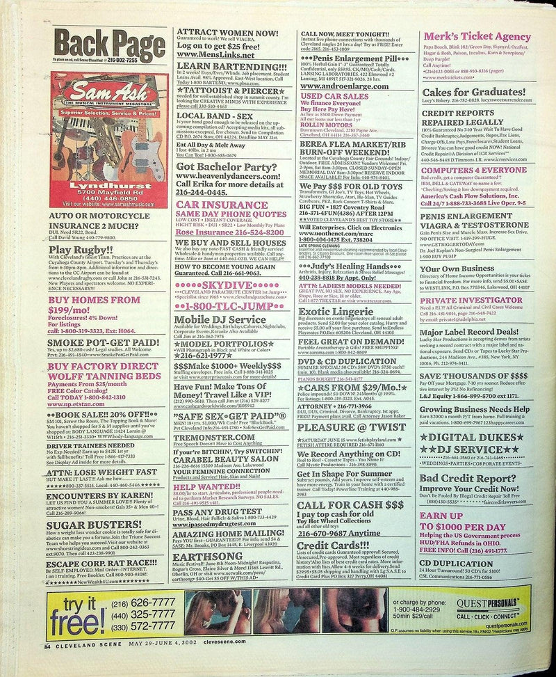 Cleveland Scene Magazine May 2002 No 22 Rob White Zombie The Sinister Urge Chat 5