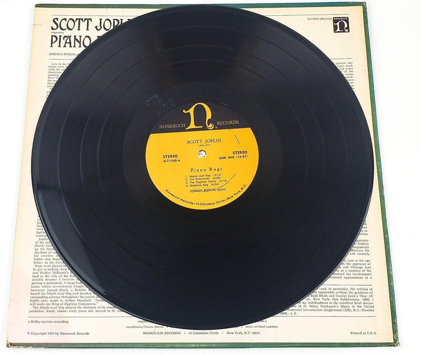 Joshua Rifkin Piano Rags by Scott Joplin Record 33 RPM LP Nonesuch Records 1970 3