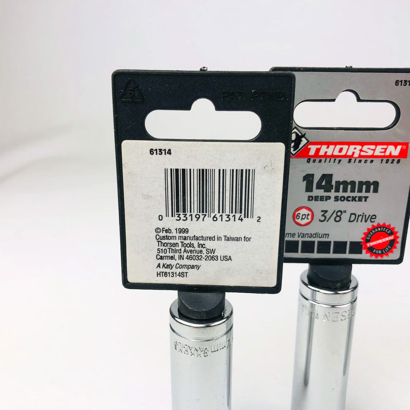 4ct 14mm 16mm Deep Socket 3/8 Drive 6 Point Metric Chrome Vanadium Thorsen New