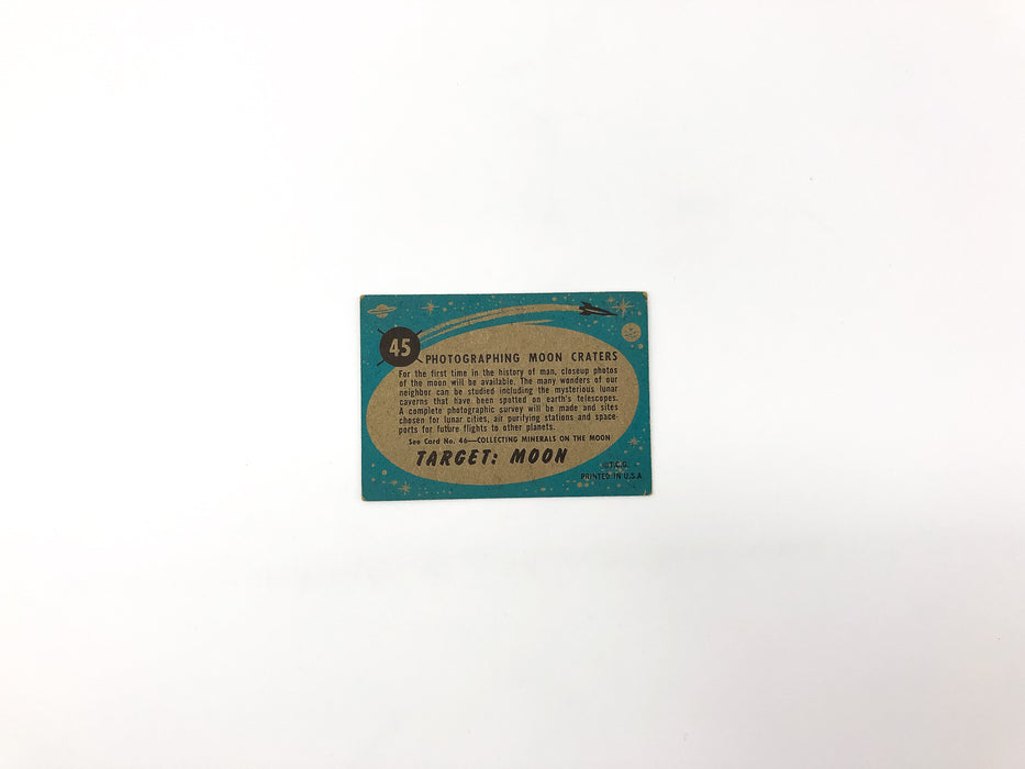 1957 Topps Space Card #45 Photographing Moon Craters Chewing Gum Cartoon Art