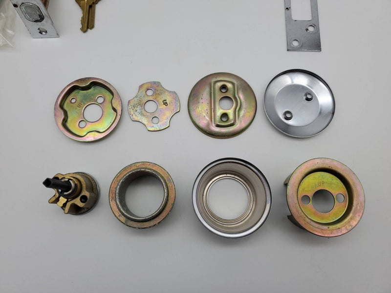 Kwikset Single Cylinder Deadbolt Satin Chrome Model 881 Auxiliary with Blank NOS