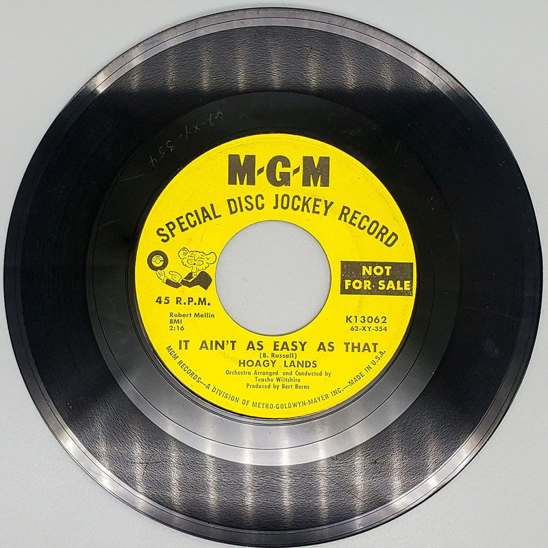 Hoagy Lands It Ain't As Easy As That Record 45 RPM Single K13062 MGM 1962 Promo 1