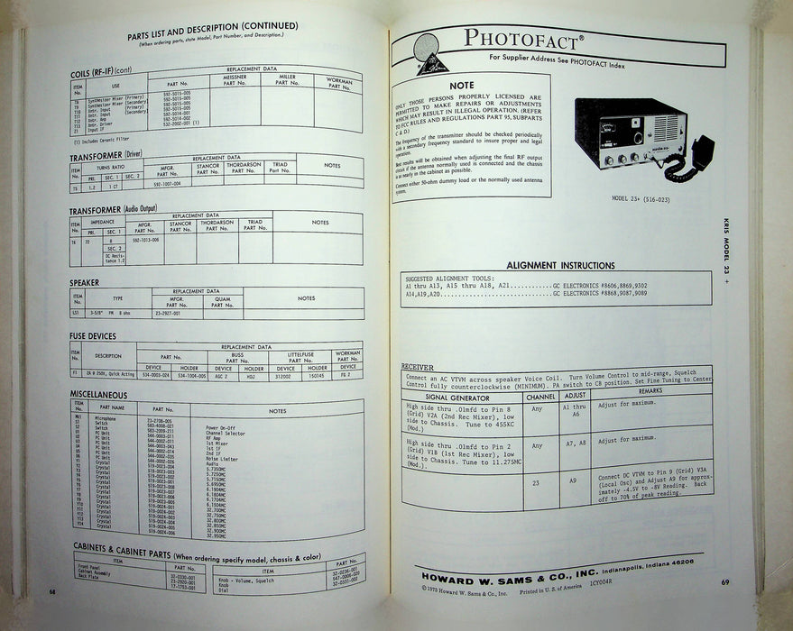 Sams Photofact CB Radio Series CB-45 April 1973 Fanon Johnson Kris Sharp Pace