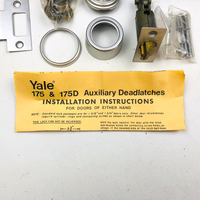 Yale Tubular Deadbolt 6 Pin Cylinder Lock 175 US26D Satin Chrome LH New NOS