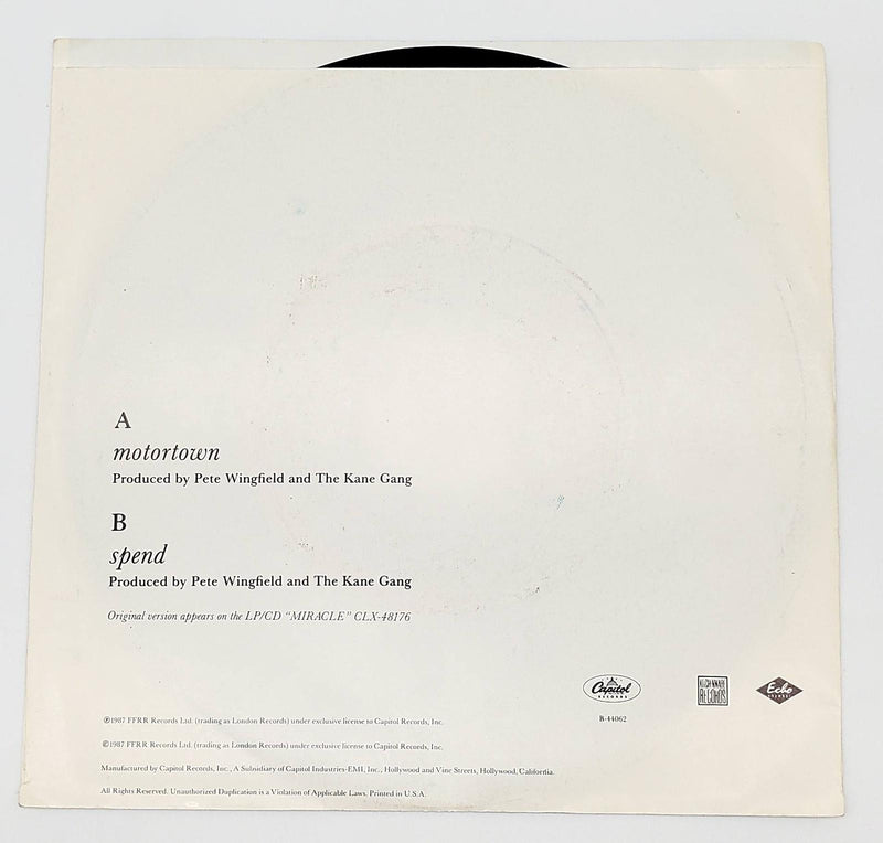 The Kane Gang Motortown 45 RPM Single Record Capitol Records 1987 B-44062 2