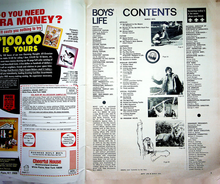 Boys' Life Magazine March 1974 Freddie Andrews Huck Finn Movie Tracy Twins 2