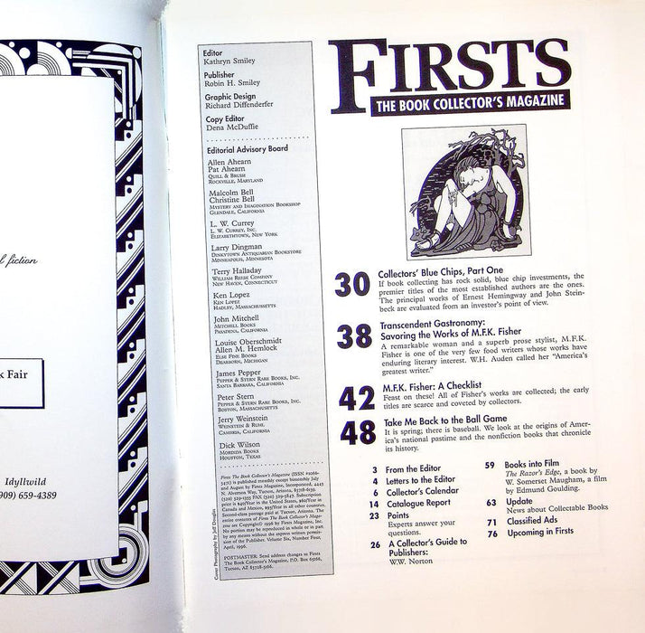 Firsts Magazine April 1996 Vol 6 No 4 M.F.K. Fisher 2