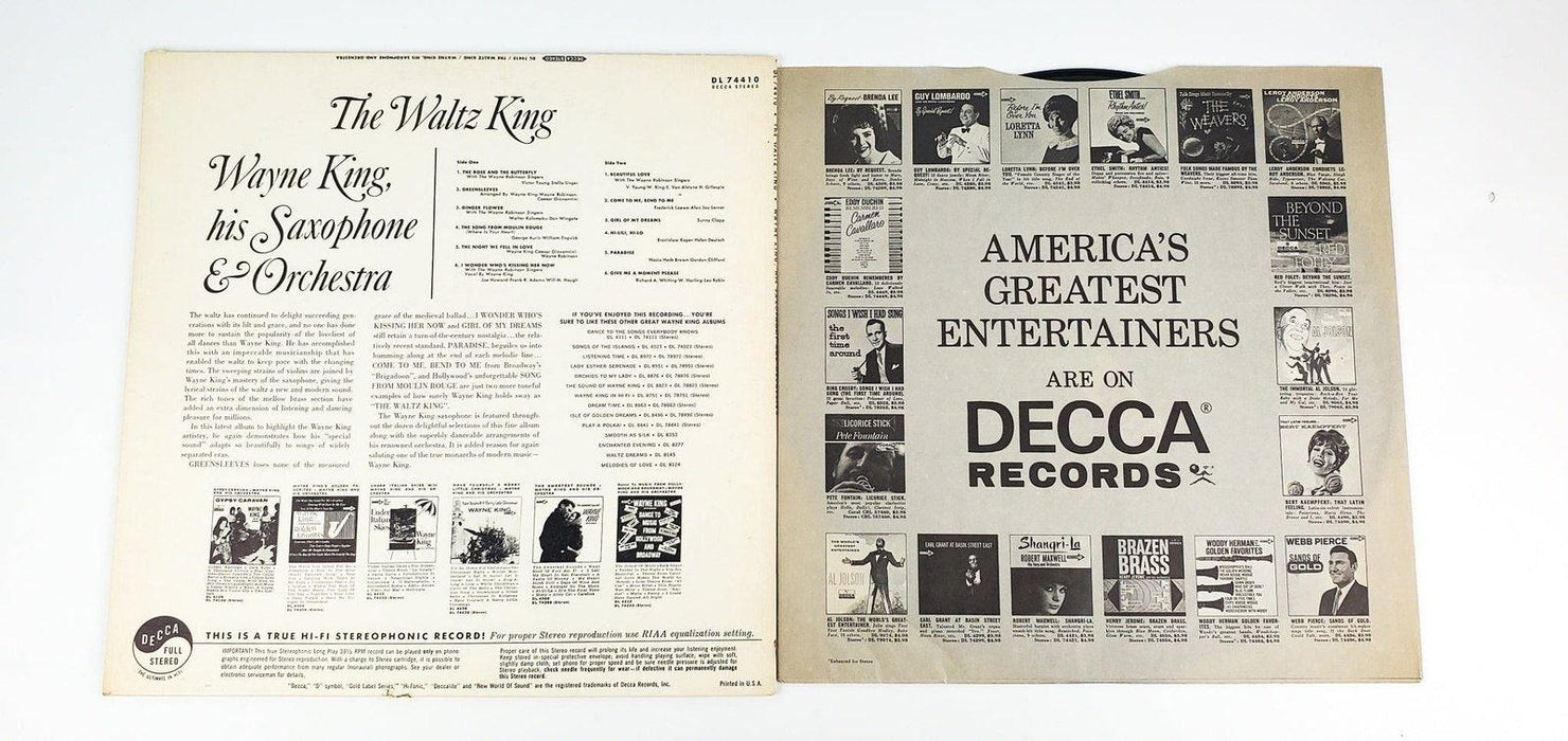 Wayne King The Waltz King Record 33 RPM LP DL74410 Decca 2