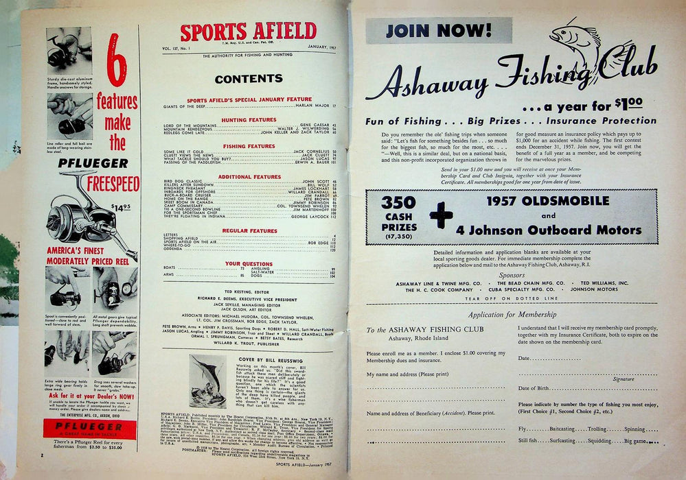Sports Afield Magazine January 1957 Lord of Mountains Killer Bear Sea Horse Boat 4