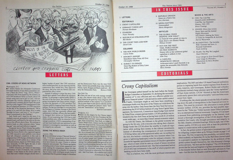 The Nation Magazine Oct 19 1998 Starrism Victor Navasky New World Order Trillin