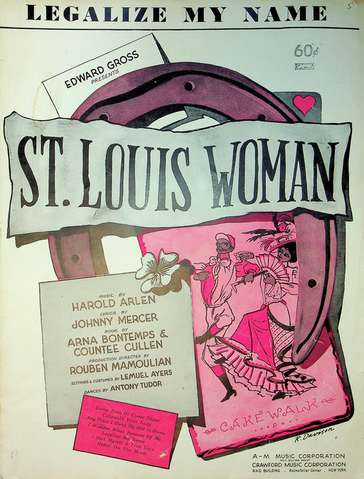 St Louis Woman Sheet Music Legalize My Name Edward Gross Johnny Mercer H Arlen 1