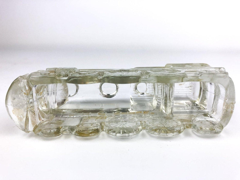 Vintage Glass Train Engine #1028 Locomotive Candy Container Clear No Bottom 9