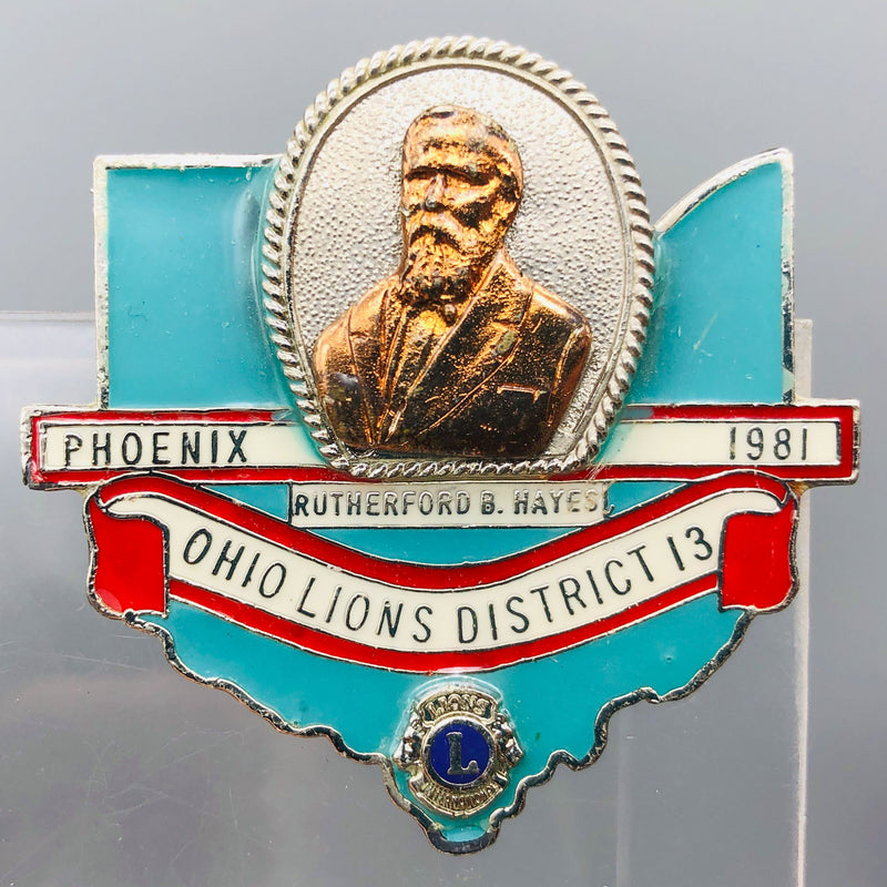 Vintage Lions Club Lapel Pin Presidential Series B Rutherford B Hayes Ohio 13