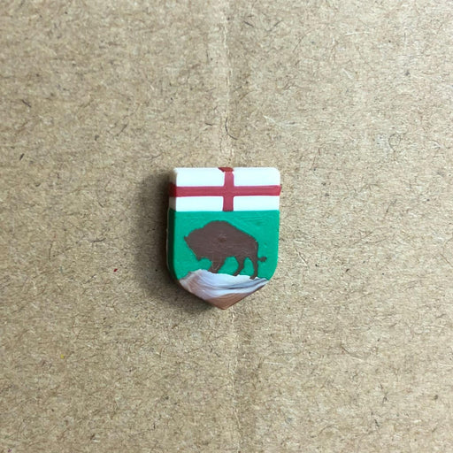Manitoba Province Shield Crest Lapel Pin Canadian Flag Bisson Plastic 2