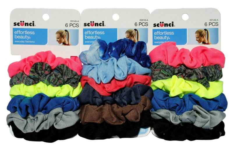(18 Count) Scunci Effortless Beauty Hair Scrunchies Soft Knit Woven Twisters