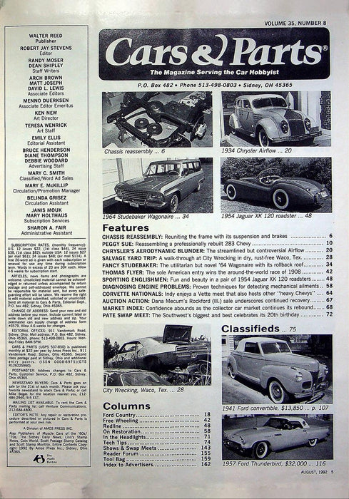 Cars & Parts Magazine August 1934 Chrysler Airflow, 1964 Studebaker Wagonaire