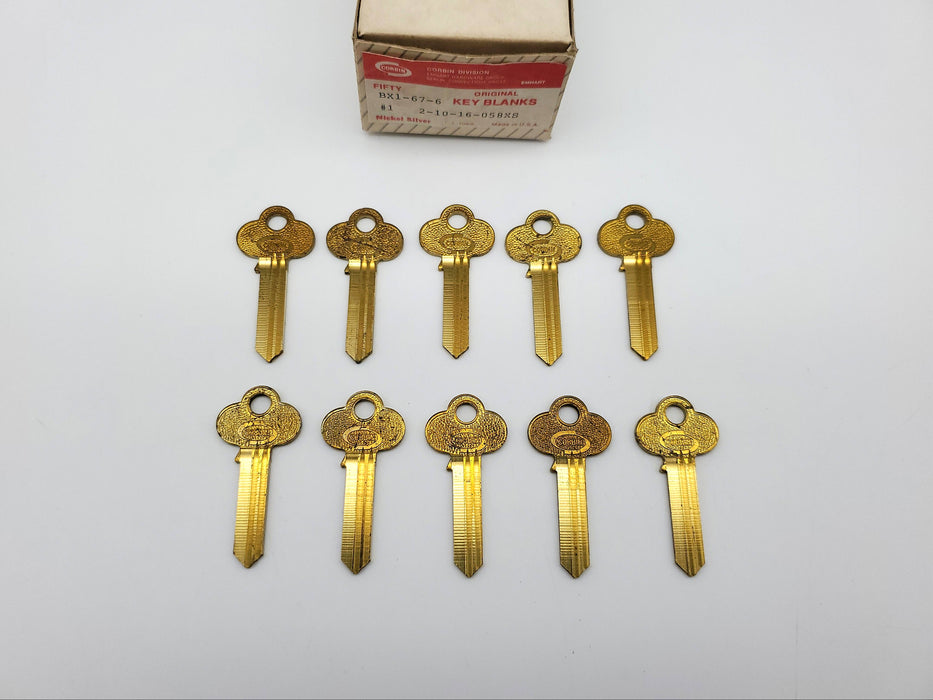 10x Corbin BX1 67 Key Blanks 67 Keyway Nickel Silver 6 Pin Vintage USA Made NOS