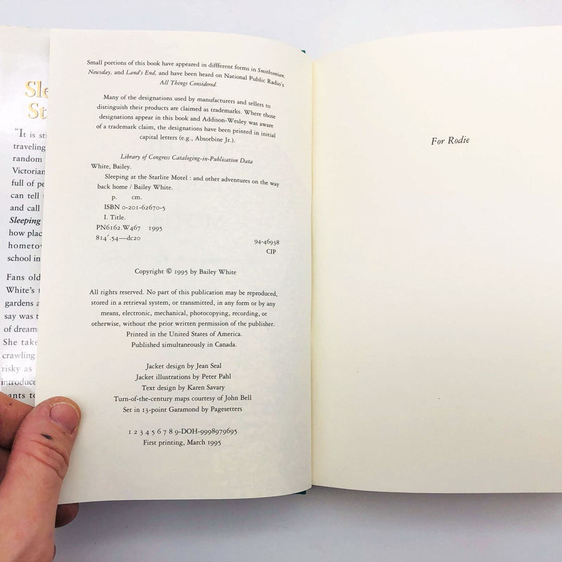 Bailey White Book Sleeping At The Starlite Motel Hardcover 1995 1st Edition 8