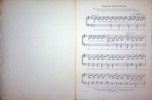 Sheet Music Fairest Lord Jesus John Schaum Arrangement 1957 Christian Religious 2