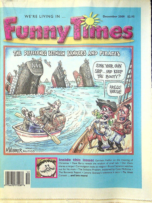 Funny Times Magazine December 2009 Garrison Keillor, Dan Zevin, Bruce Cameron 1