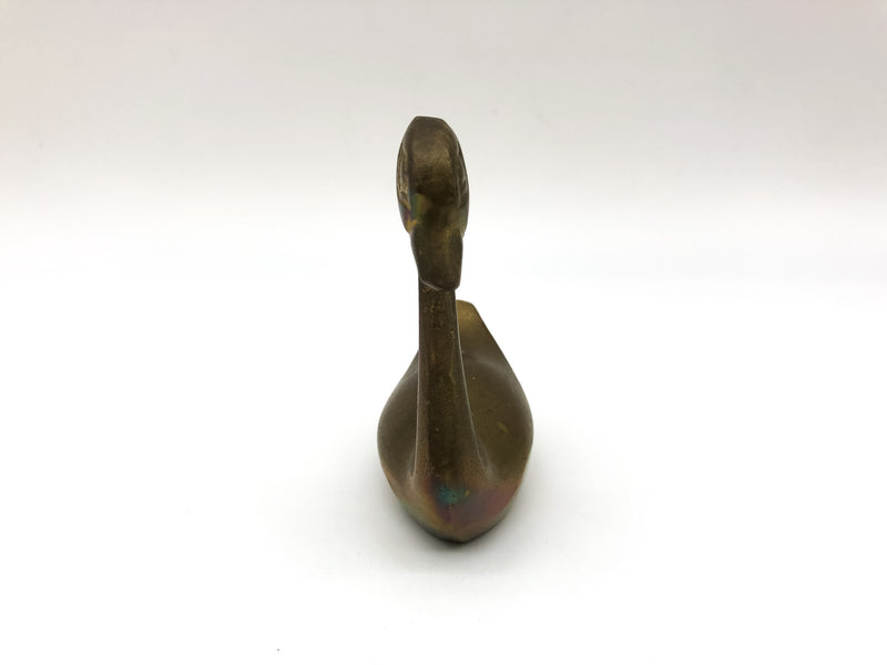 Vintage Solid Brass Swan Goose Figurine Statue India Mid Century Modern 3.5in