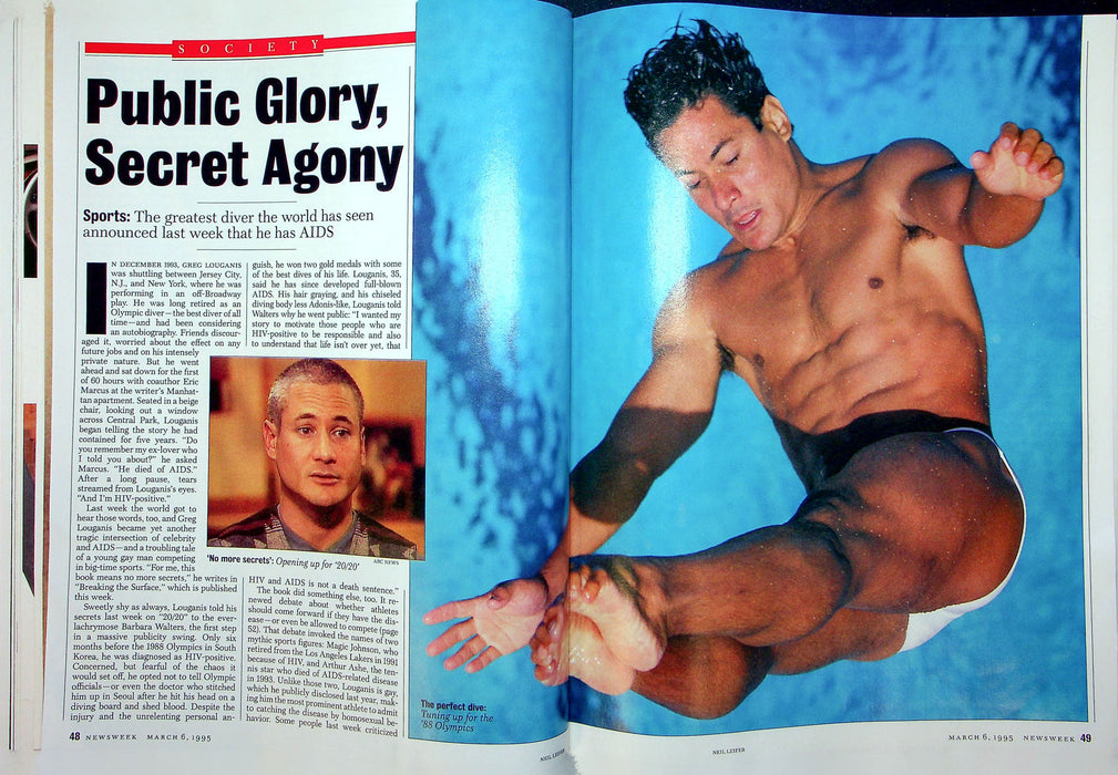 Newsweek Magazine March 6 1995 Greg Louganis AIDs Battle Olympics Diver Champion