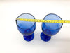 Pair of Vintage Blue Wine Glasses Crystal Teardrop Mediterranean Hand Blown 7" 12