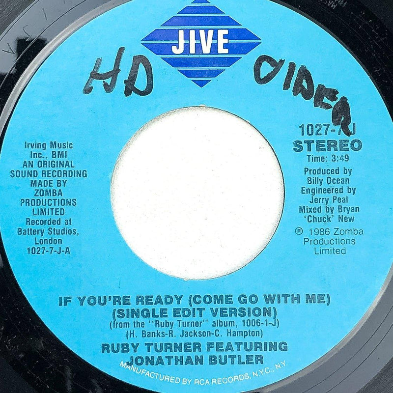 Ruby Turner Won't Cry No More / If You're Ready Come Go With Me 45 RPM Single 1