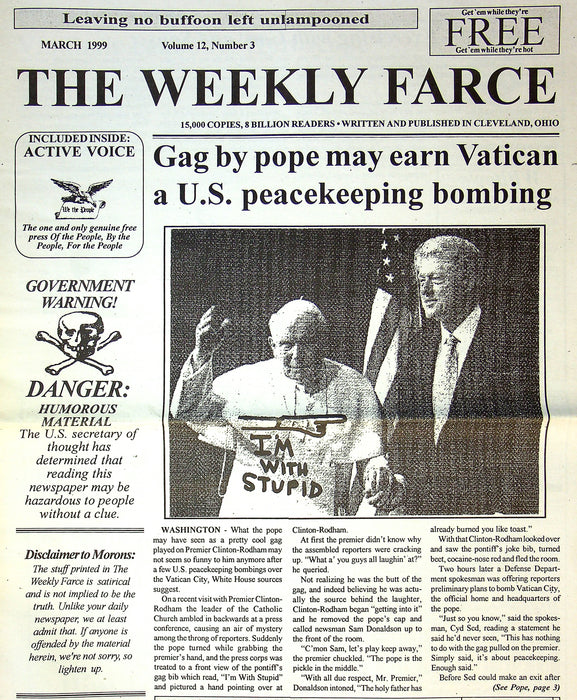 The Weekly Farce 1999 Vol 12 No. 3 Satirical Cleveland Newspaper