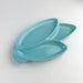 Vintage USA Pottery Leaf Shaped Teal Turquoise Blue Divided Serving Candy Dish 2