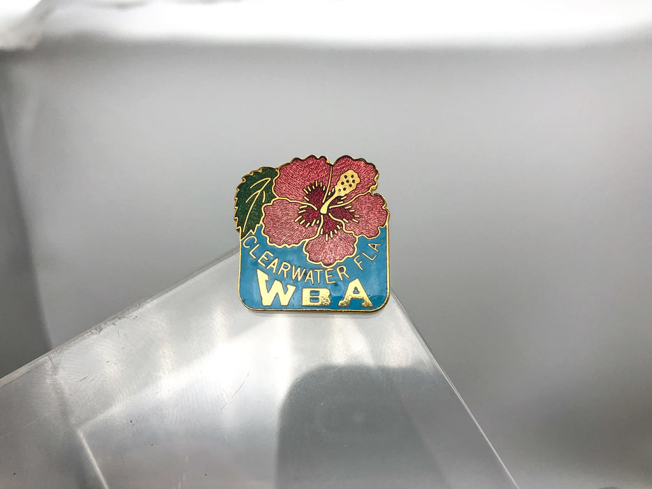 Womens Bowling Association Lapel Pin Clearwater Florida WBA Enamel Flower Floral