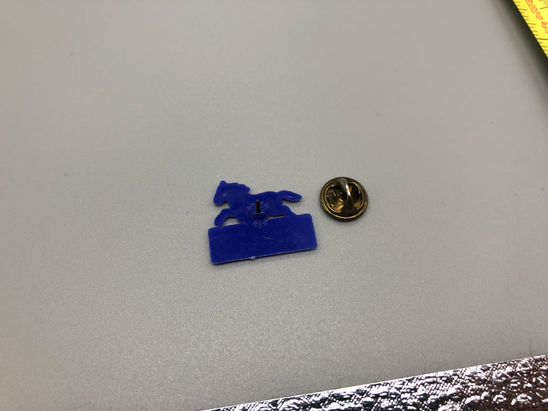 Vintage Kentucky Derby Lapel Pin Louisville Horse Racing Blue Plastic Gold