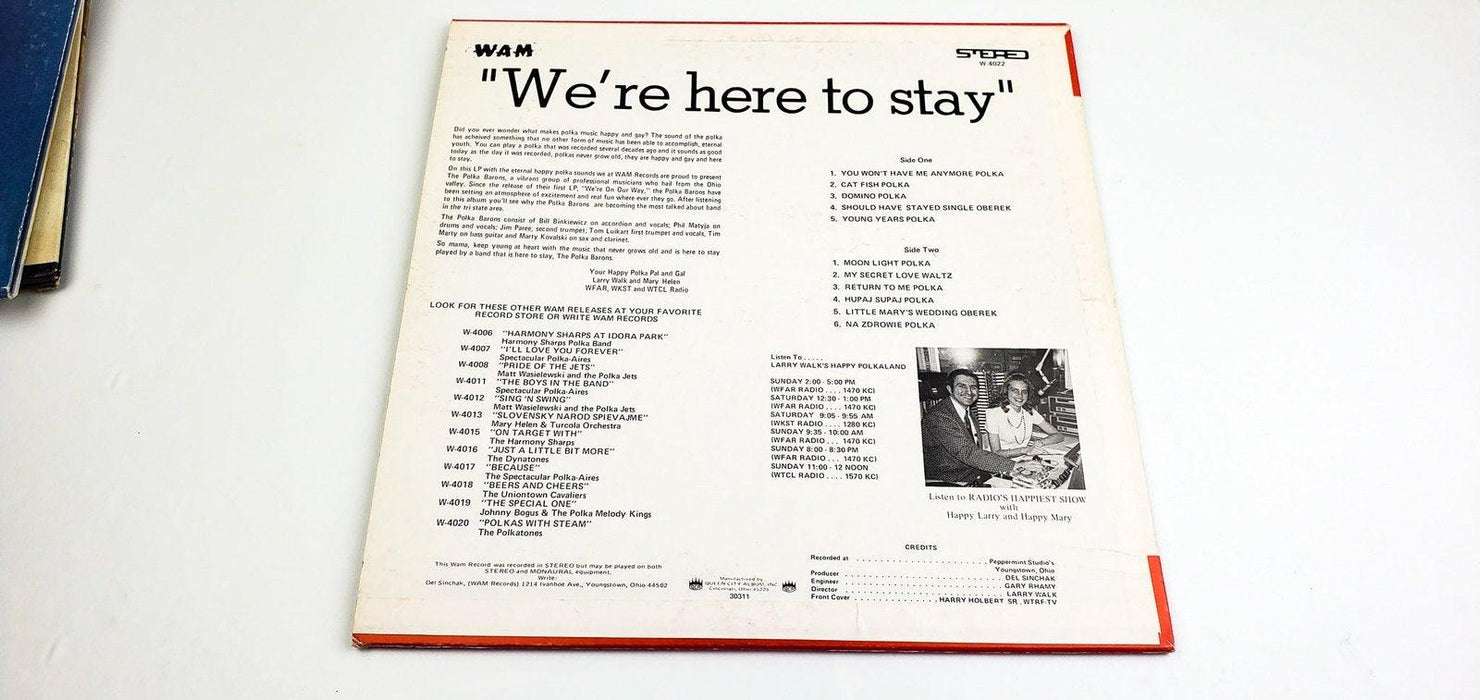 Polka Barons We're Here To Stay 33 RPM LP Record WAM 1973 2