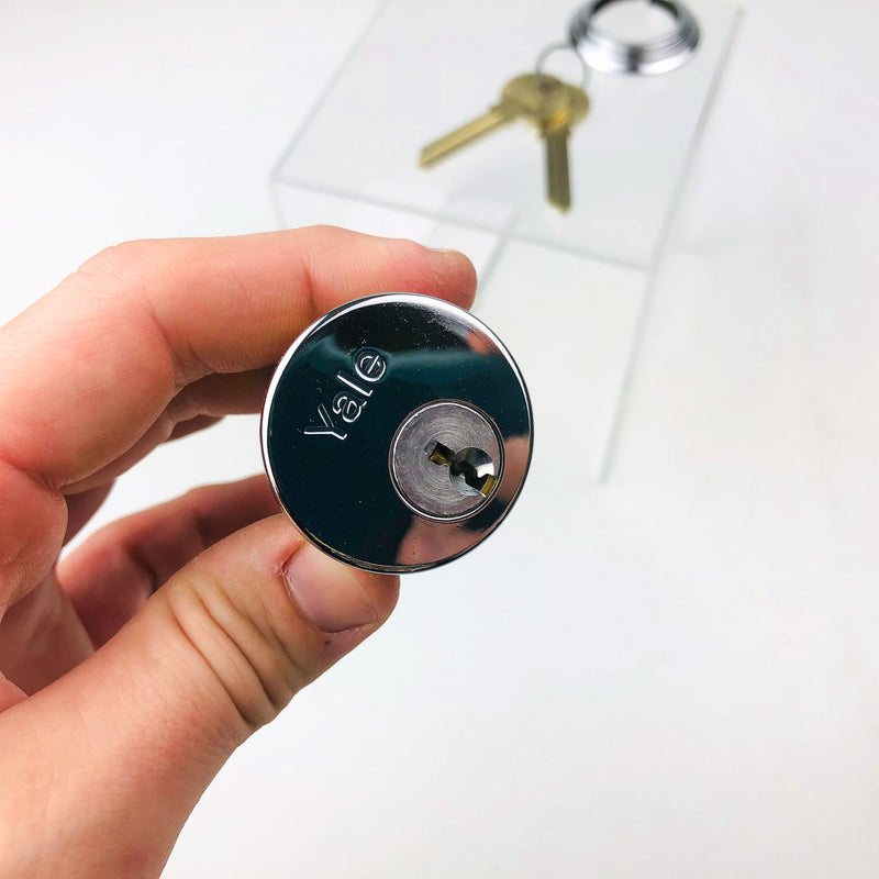 Yale Mortise Cylinder 1153 O Bittings US26 Bright Chrome GE Keyway New Old Stock