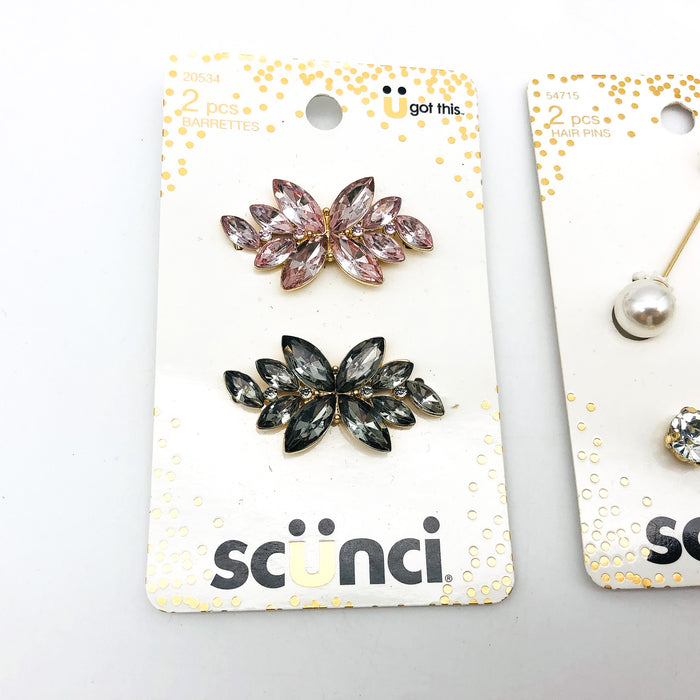 10-Piece Scunci Barrettes Hair Spin Pins Clips Accessory Sparkle Formal Wedding