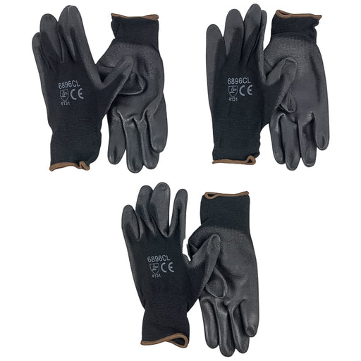 Polyurethane Palm Coated Gloves 3 Pairs Work Safety PU Cordova 6896CL Large 1