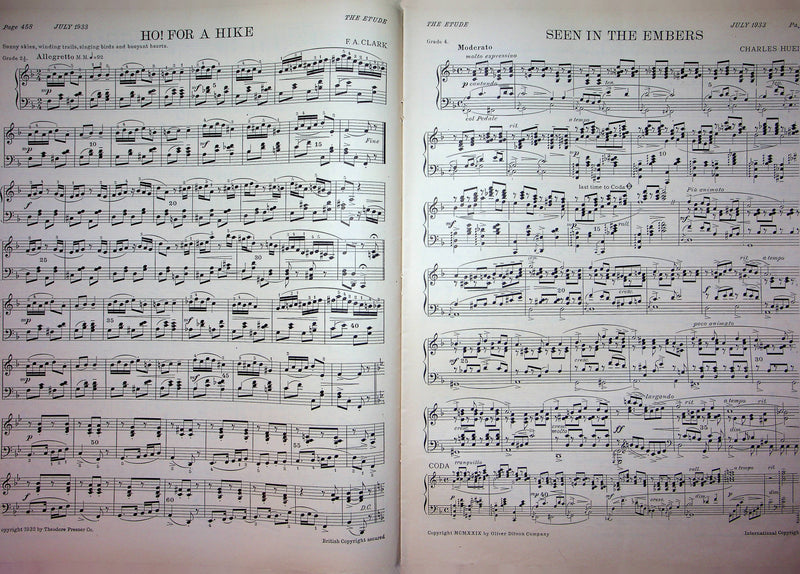 Allegretto Symphony No 3 Op 90 Sheet Music Piano Song J Brahms 1933 Etude Mag 3