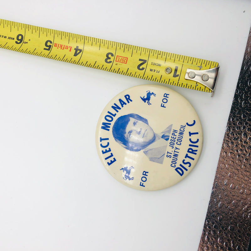 St Joseph County Council District C Button 2.75" Indiana 1970s Molnar Democrate
