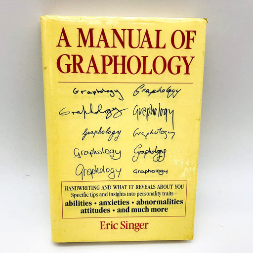 A Manual Of Graphology Hardcover Eric Singer 1987 Handwriting What It Reveals 1