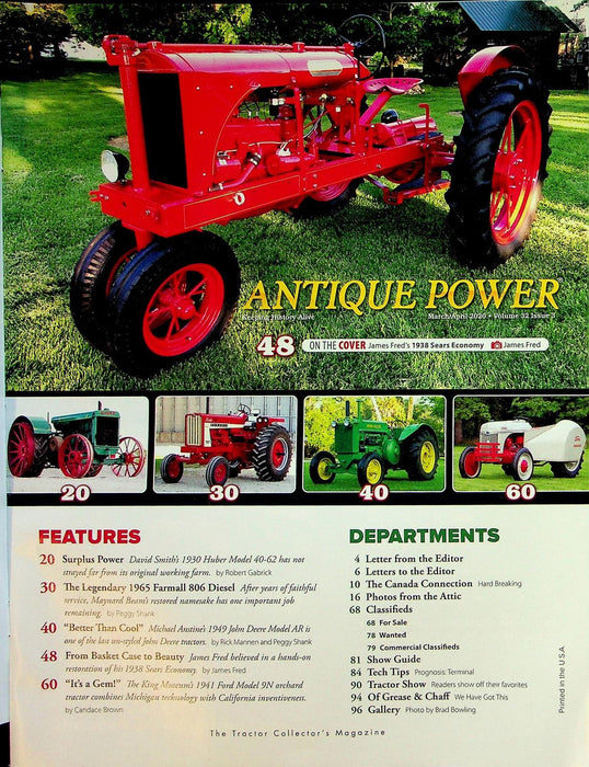 Antique Power Magazine April 2020 Vol 32 # 3 1938 Sears Economy