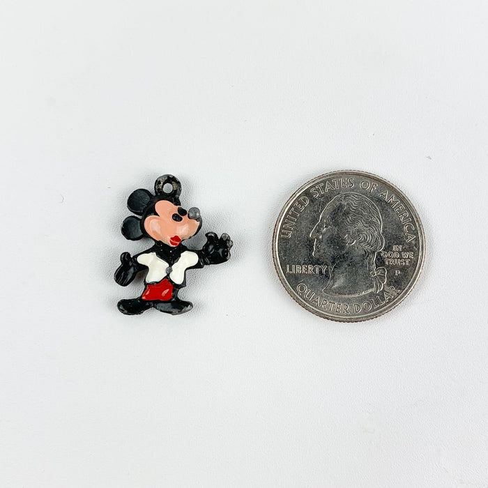 Vintage Painted Lead Mickey Mouse Charm Pendent for Necklace Bracelet - 1" 5