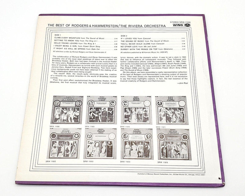 Rodgers & Hammerstein Sound Of Music, The King & I 33 RPM LP Record Wings 2