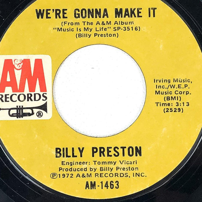 Billy Preston 45 7" Record Space Race / We're Gonna Make It A&M 1972 1