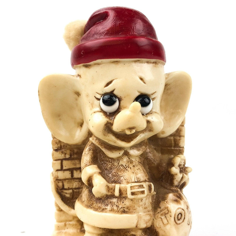 Merry Christmas Mouse Figurine Statue Bright Red Hat Russ Berrie 1969 1