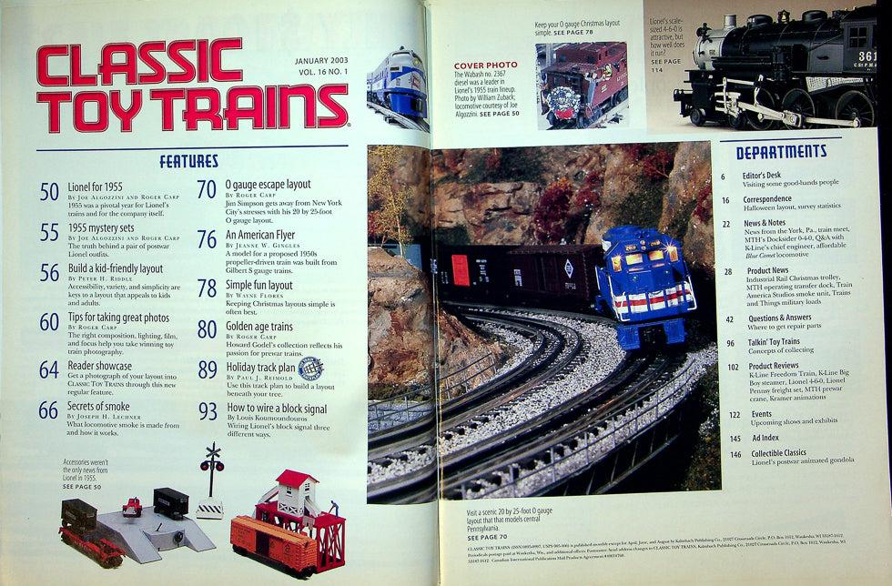 Classic Toy Trains Magazine January 2003 Vol 16 No 1 Lionel in '55