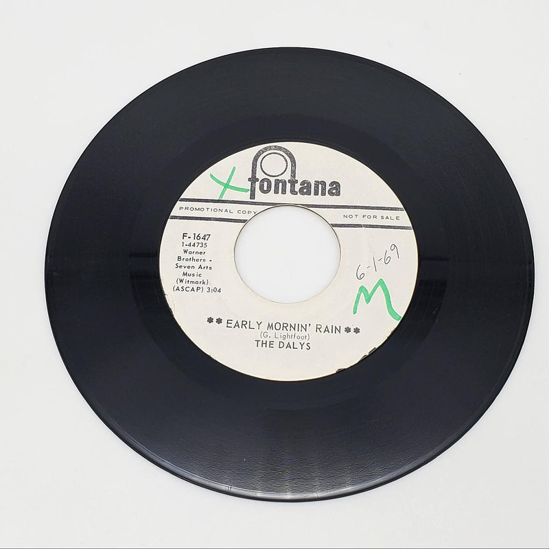 The Daly's Early Mornin' Rain Single Record Fontana 1969 F-1647 PROMO 1