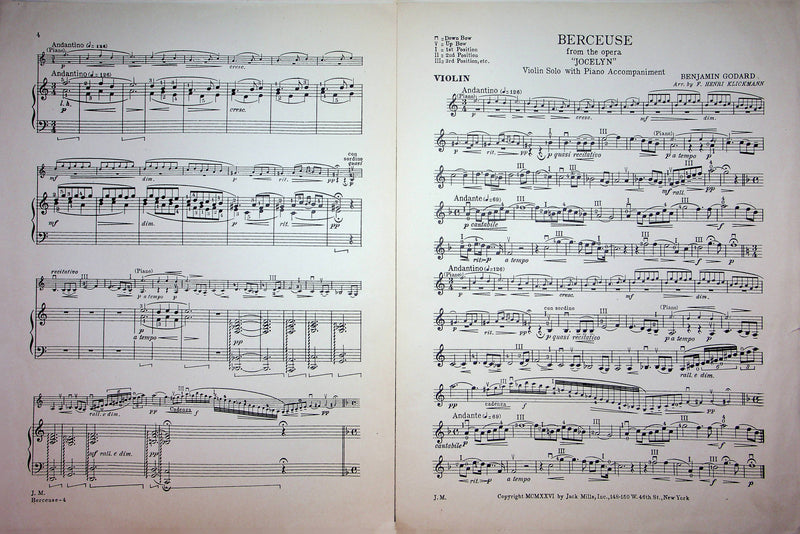 Lullaby Berceuse Opera Jocelyn Vintage Sheet Music Al Dubin Benjamin Godard 1926 3